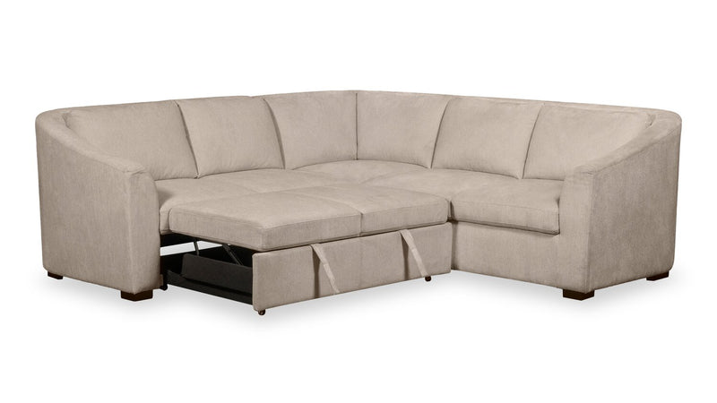 Sofa-lit sectionnel de gauche Envy 2 pièces en tissu de chenille - beige amande