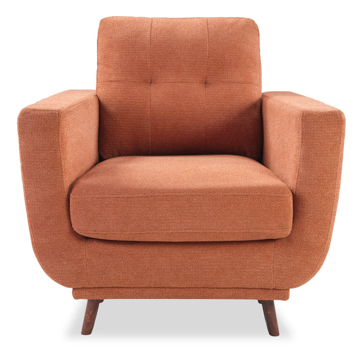Fauteuil Cosmo de 34 po en tissu avec coussin de dossier capitonné - orangé