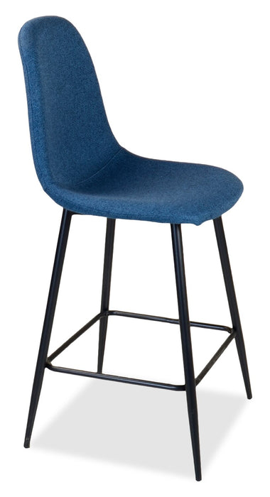 Tabouret Jax de hauteur comptoir de 26 po (H) en tissu de polyester et en métal - bleu