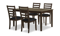  Ensemble de salle à manger Devon 5 pièces avec table et 4 chaises - 60 po (L), bois - brun foncé
