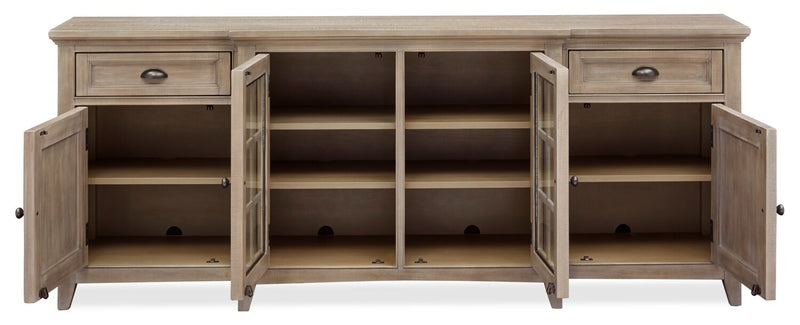 Meuble pour téléviseur traditionnel Wesley de 80 po avec rangement et système de gestion des câbles pour téléviseurs jusqu’à 85 po - gris tourterelle