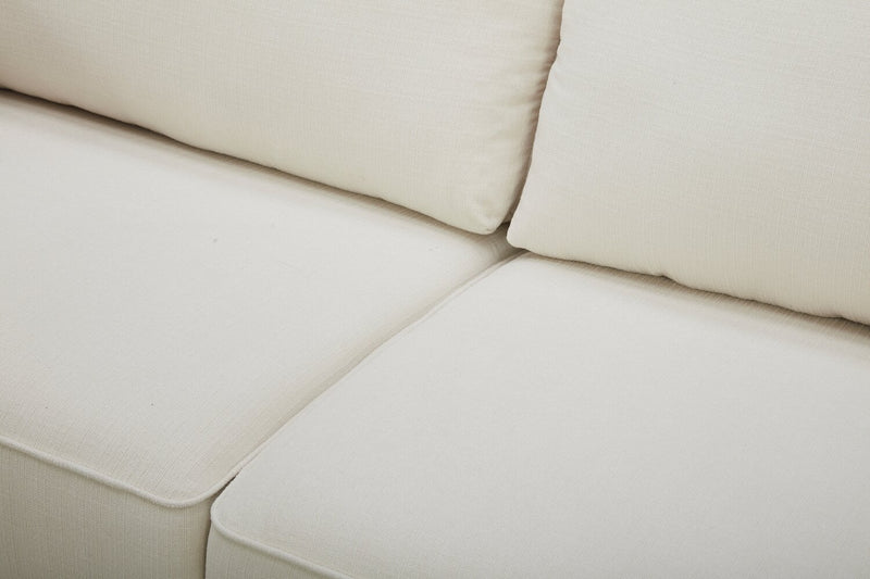 Sofa Gena de Cindy Crawford Home de 78,7 po de format condo en tissu d’apparence lin avec coussins de dossier amovibles - blanc coton