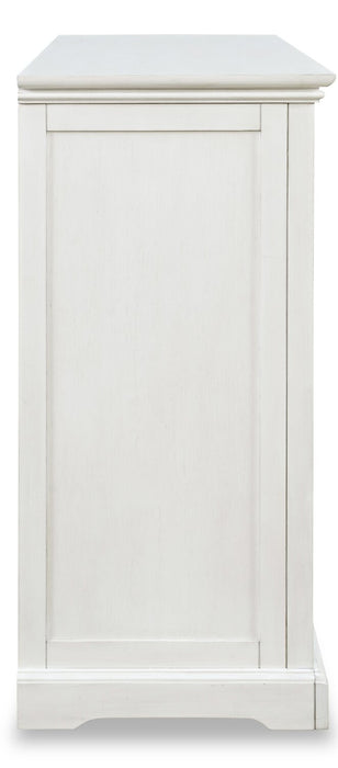 Armoire décorative Twyla en bois massif avec portes arquées - blanche
