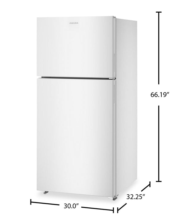 Réfrigérateur Amana de 19,3 pi3 et de 30 po à congélateur supérieur - blanc - ARTX2419SW