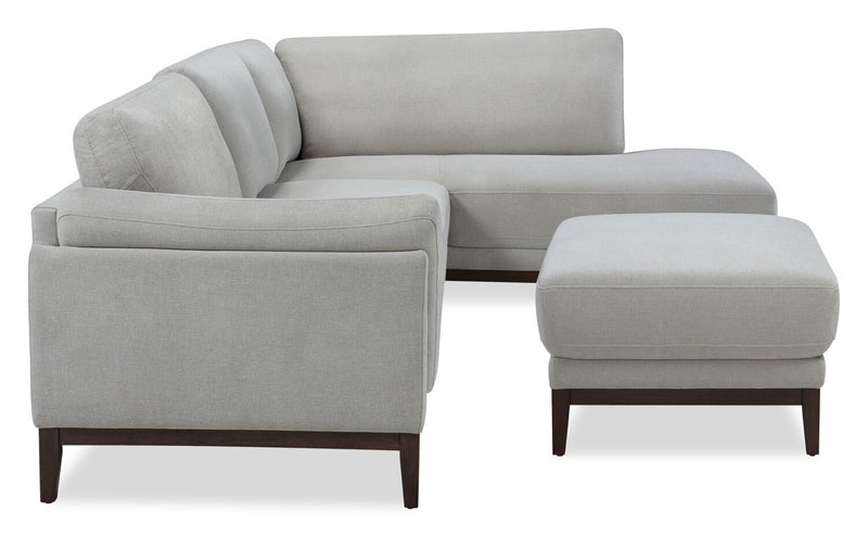 Sofa sectionnel de droite Horizon 2 pièces en tissu avec base et pattes en bois - gris