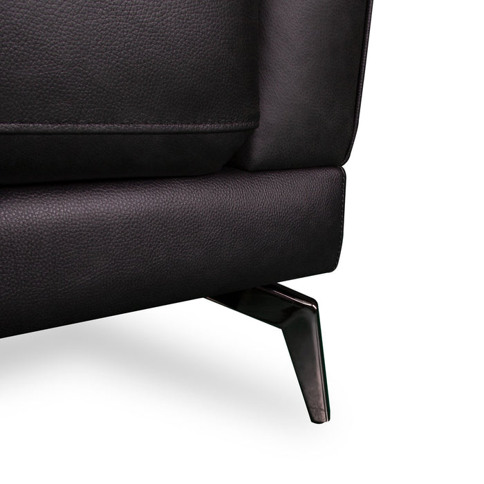 Fauteuil Melrose de 36,5 po en cuir véritable de qualité supérieure avec pattes en métal - noir