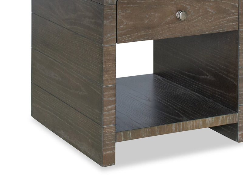 Table de bout moderne Avalon de 22 po en bois massif avec rangement - brune