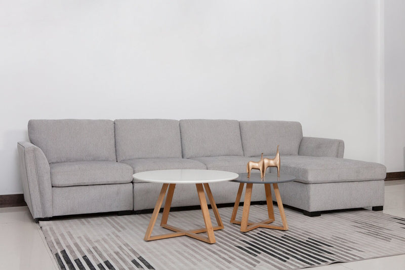 Sofa sectionnel de droite Vault 3 pièces avec causeuse-lit, fauteuil long de rangement et fauteuil de rangement - gris