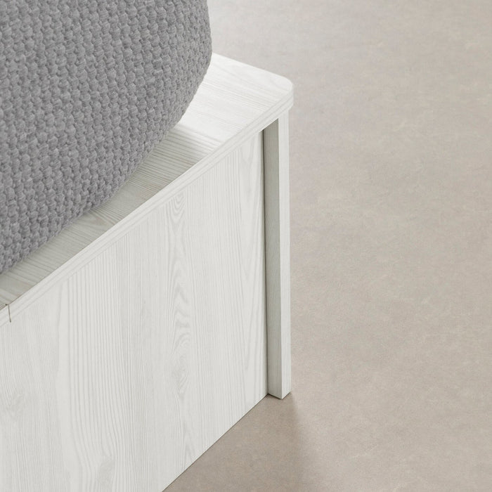 Ensemble lit plateforme et tête de lit à panneau Everley avec rangement et paniers intégrés, blanc - format lit double