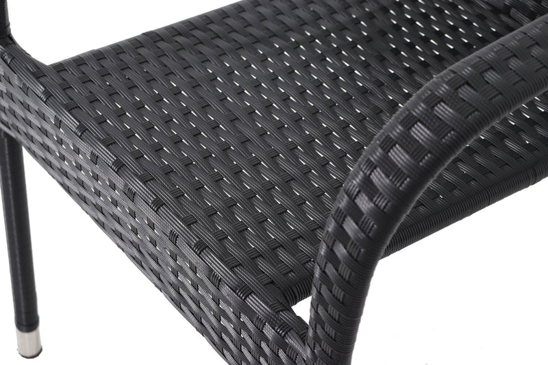 Chaise Arizona pour la terrasse à l’extérieur - osier en résine tressé à la main, résistante aux rayons UV et aux intempéries - noire