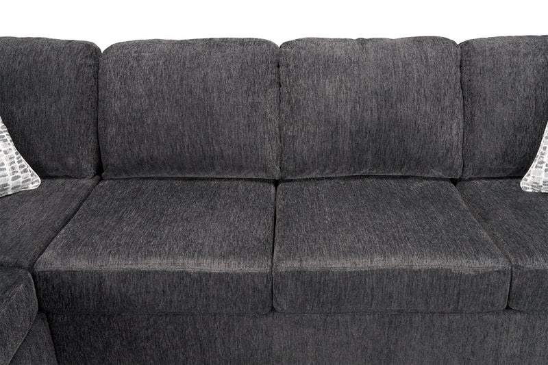 Sofa-lit sectionnel de gauche Morgan 2 pièces fabriqué au Canada en tissu de chenille avec coussins décoratifs - gris