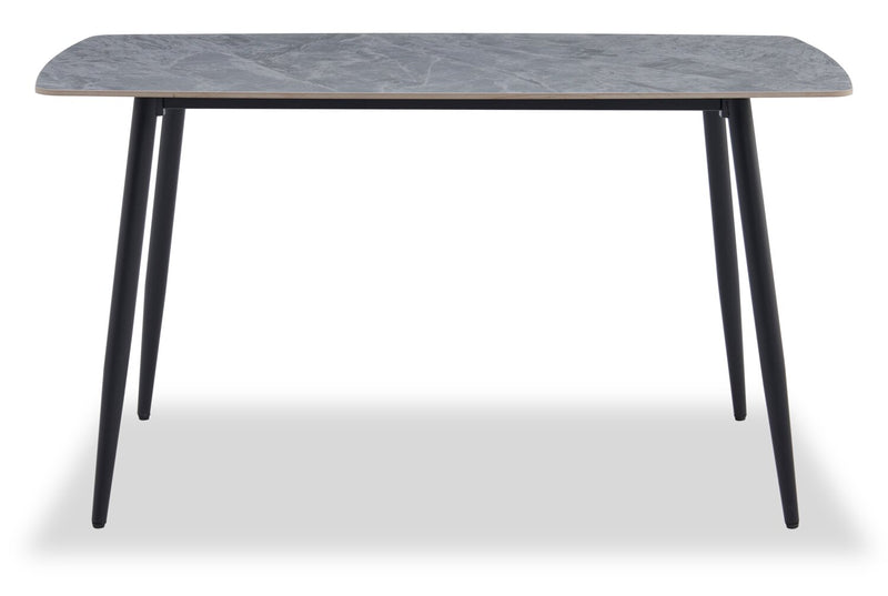 Table de salle à manger Arlo de 55 po (L) en métal avec dessus en pierre frittée - grise et noire