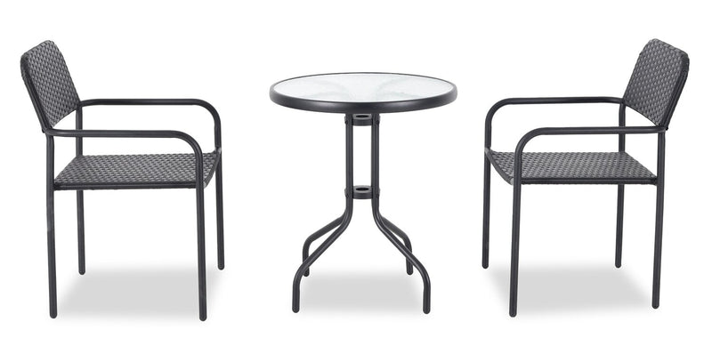 Table bistro Paris pour la terrasse à l’extérieur - dessus de table rond en verre, armature en acier doté d’un revêtement en poudre - noire