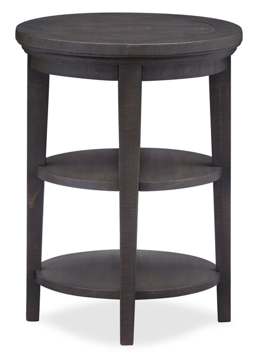 Table de bout ronde traditionnelle Hanson de 18 po en pin - graphite