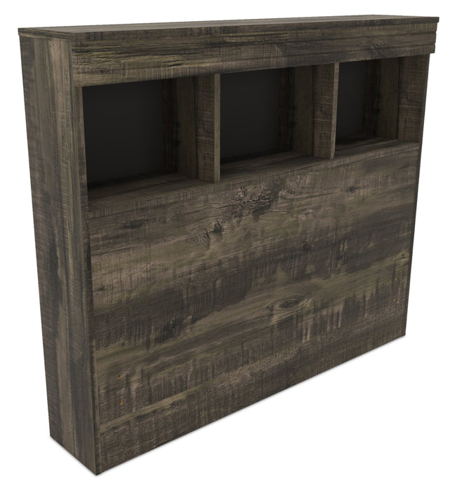 Lit matelot Riley avec ensemble de tête de lit bibliothèque pour enfants, fabriqué au Canada, gris - format lit simple