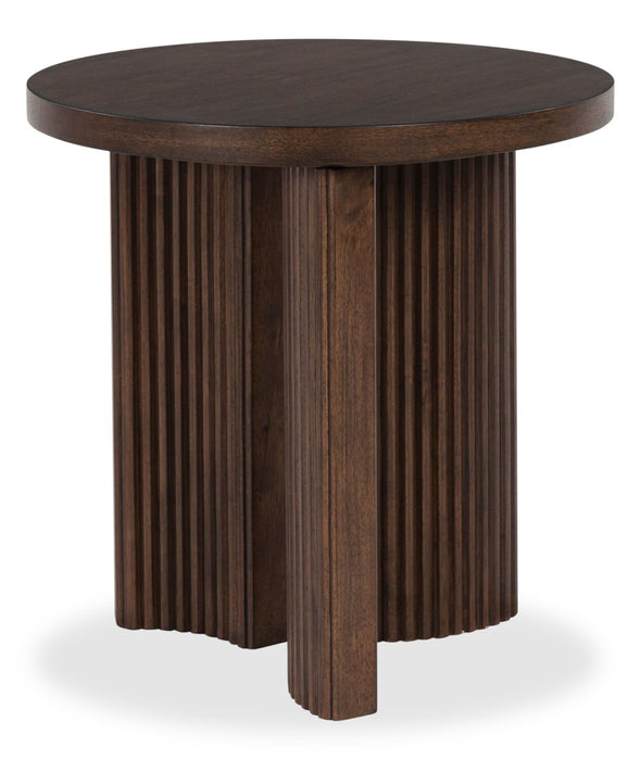 Table de bout Barlow de 24 po de style moderne du milieu du 20e siècle en bois massif - brune