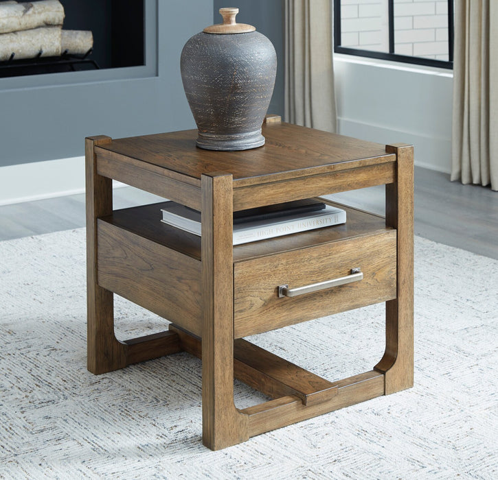 Table de bout Gideon de 24 po de style champêtre en bois massif - brun