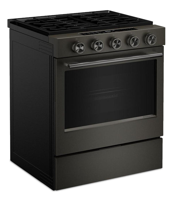 Cuisinière à gaz encastrée KitchenAid de 5,0 pi³ et de 30 po avec modes à convection - minerai noir - KSGS530SBE