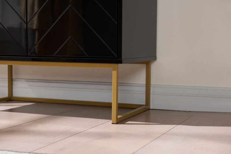 Armoire décorative Lottie de 28,5 po à 2 portes - noir lustré