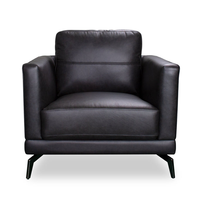Fauteuil Melrose de 36,5 po en cuir véritable de qualité supérieure avec pattes en métal - noir