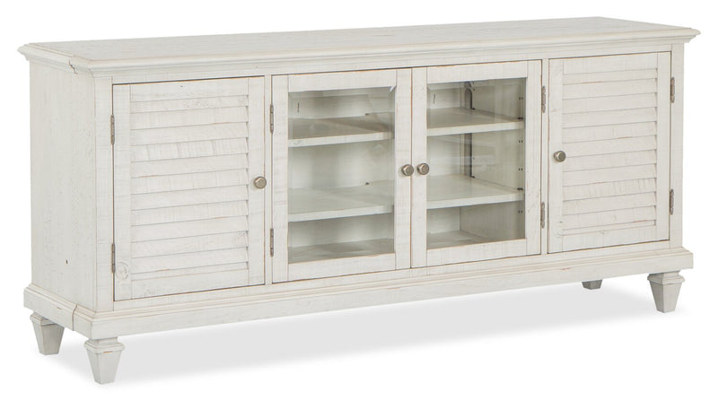 Meuble audio-vidéo rustique Baron 4 pièces de 114 po en pin avec rangement et système de gestion des câbles pour téléviseurs jusqu’à 70 po - albâtre