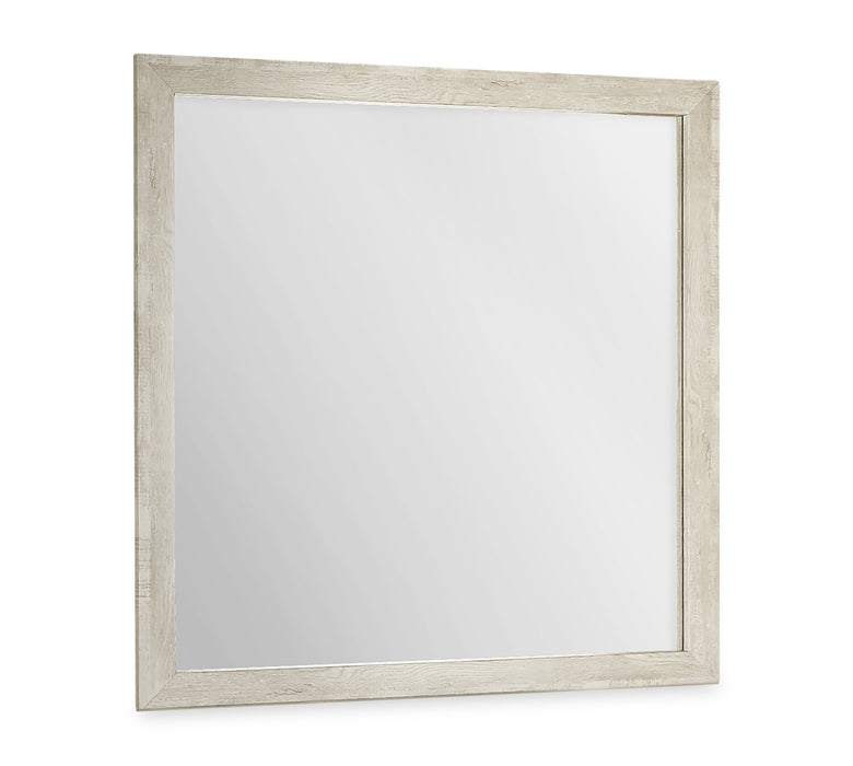 Ensemble de chambre à coucher Clara 5 pièces avec lit, commode et miroir, chêne blanchi et brun - format grand lit