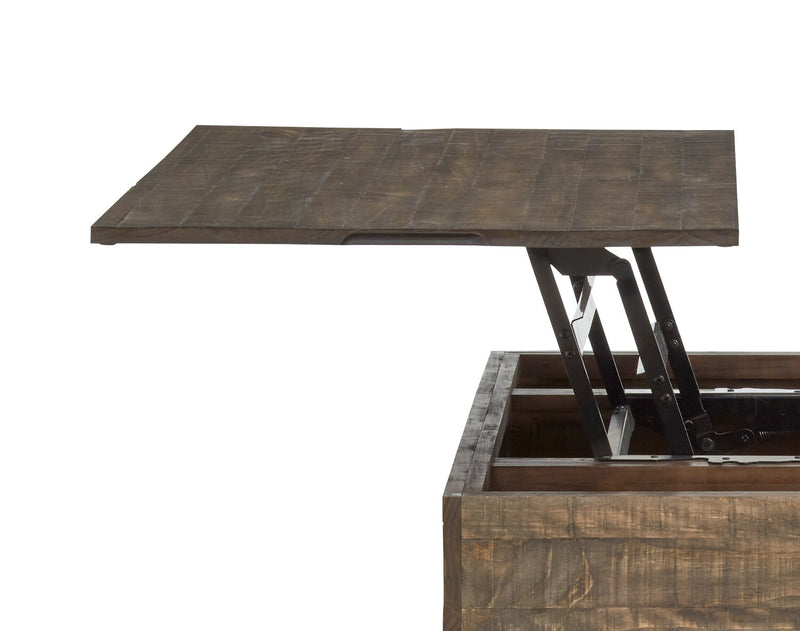 Table à café rustique Elm de 48 po en pin avec dessus relevable - brune