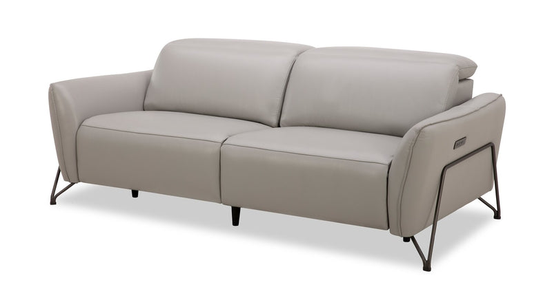 Sofa à inclinaison électrique Riviera en cuir véritable de qualité supérieure - gris clair