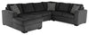 Sofa-lit sectionnel de gauche Legend 4 pièces fabriqué au Canada en tissu de chenille avec fauteuil long de rangement - gris poivre