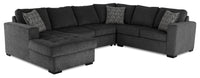 Sofa-lit sectionnel de gauche Legend 4 pièces fabriqué au Canada en tissu de chenille avec fauteuil long de rangement - gris poivre