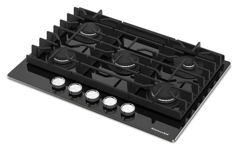Surface de cuisson à gaz sur vitrocéramique KitchenAid de 36 po – KCGG536PBL