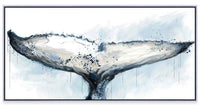 Toile encadrée « Whale Tail » avec fioritures apposées à la main - 21,5 po x 41,5 po