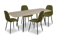  Ensemble de salle à manger Joss 5 pièces avec table et 4 chaises - rallonge papillon 63 po à 86,5 po (L), métal - naturel et vert