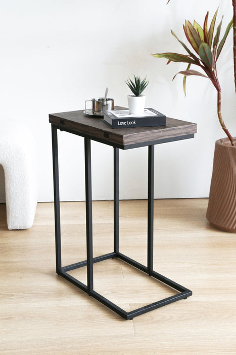 Table Pia de 18 po en forme de C avec dessus extensible - brune