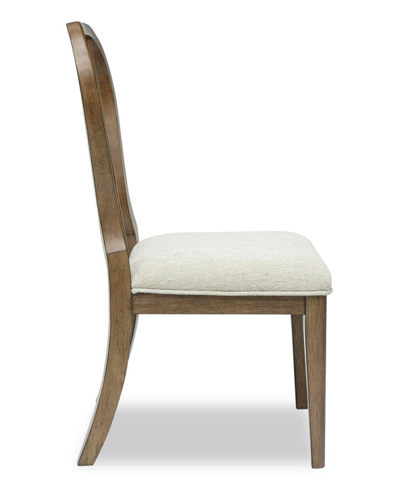 Chaise de salle à manger Clara en tissu de polyester avec dossier à barreaux en forme de fuseau - brune