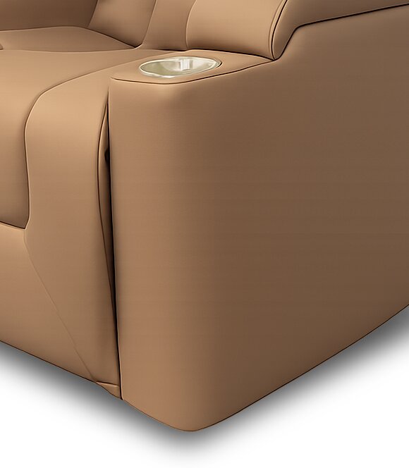Fauteuil à inclinaison électrique Rylen de 35.4 po en similicuir avec appuie-tête électrique et accoudoirs de rangement - brun 