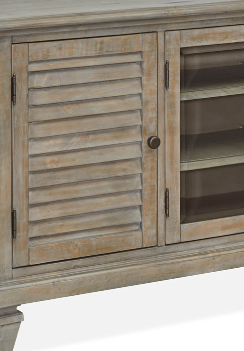 Meuble audio-vidéo rustique Baron 4 pièces de 114 po en pin avec rangement et système de gestion des câbles pour téléviseurs jusqu’à 70 po - gris tourterelle