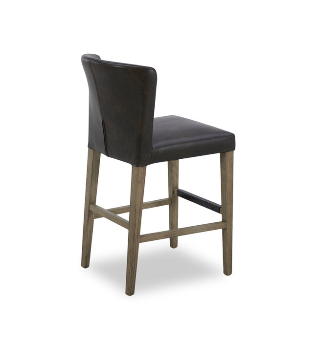 Tabouret 26 po Arlo de hauteur comptoir en tissu de cuir végétalien - brun bison