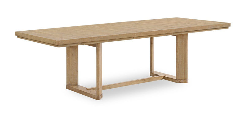 Ensemble de salle à manger Aspen 6 pièces avec table à rallonge, 80 po à 104 po, banc et 4 chaises en tissu - naturel