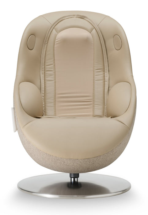 Fauteuil de massage inclinable LG de 29,6 po en tissu d’apparence cuir avec pouf assorti - brun