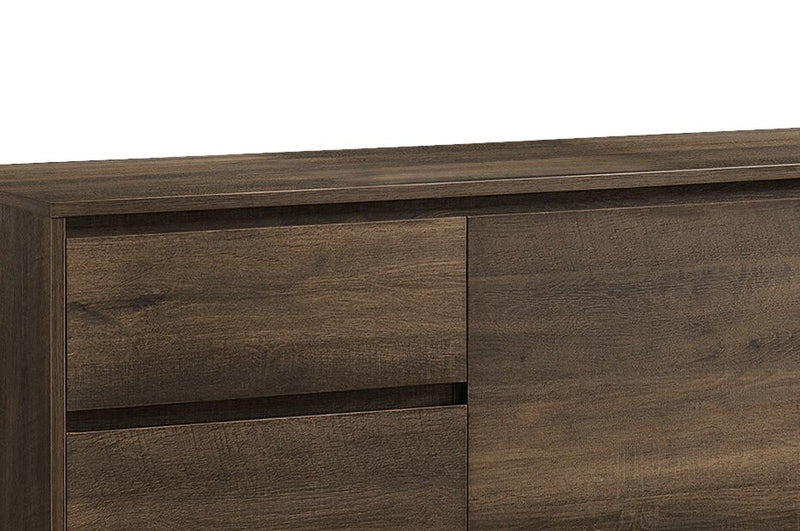 Meuble pour téléviseur moderne Burkley de 71 po avec rangement et système de gestion des câbles pour téléviseurs jusqu’à 80 po - brun foncé