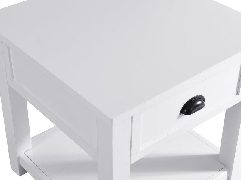 Table de bout moderne Centennial de 24 po avec rangement et tablette - blanche