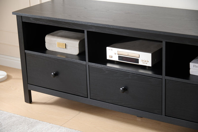Meuble pour téléviseur moderne Renner de 58 po avec rangement pour téléviseurs de jusqu’à 65 po - noir mat