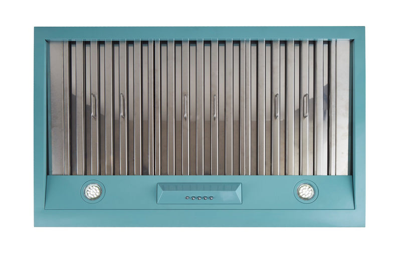 Hotte de cuisinière sous l’armoire Classic Rétro par Unique de 36 po et de 700 pi3/min - turquoise brume marine - UGP-36CR RH T