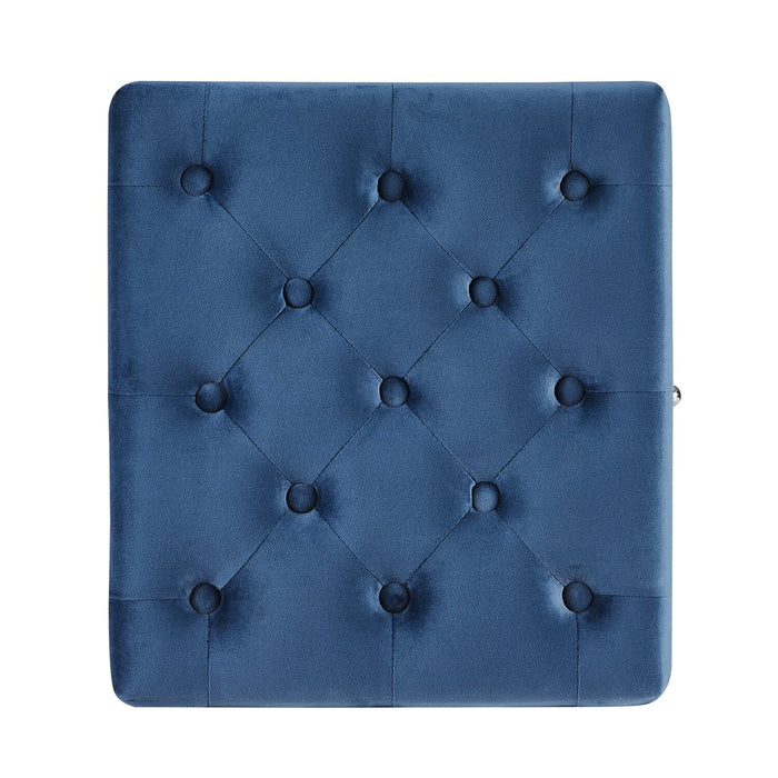 Pouf de rangement carré Yukon de 17 po en velours - bleu marine