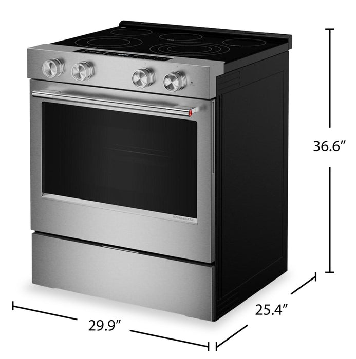 Cuisinière électrique KitchenAid de 5,3 pi³ et de 30 po - acier inoxydable résistant aux traces de doigts - YKSES530SPS