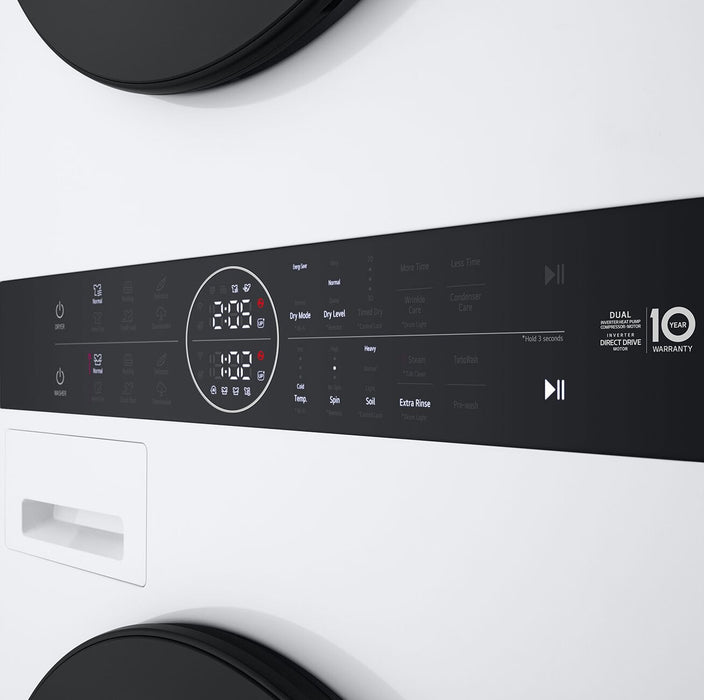 Tour de lavage WashTowerMC haute efficacité LG à chargement frontal avec laveuse de 3,1 pi³ et sécheuse de 4,2 pi³ - blanche - WKHC152HWA