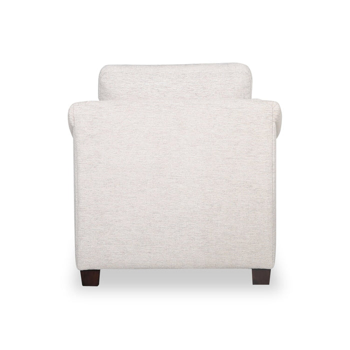 Fauteuil Mallie de 36 po en tissu de chenille avec accoudoirs enroulés et pattes en bois - blanc coquillage