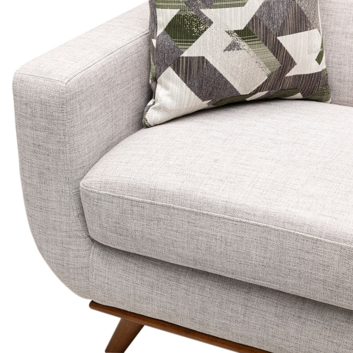 Sofa Freeman de Kort & Co. de 80 po de format condo en tissu d’apparence lin avec base et pattes en bois - blanc colombe