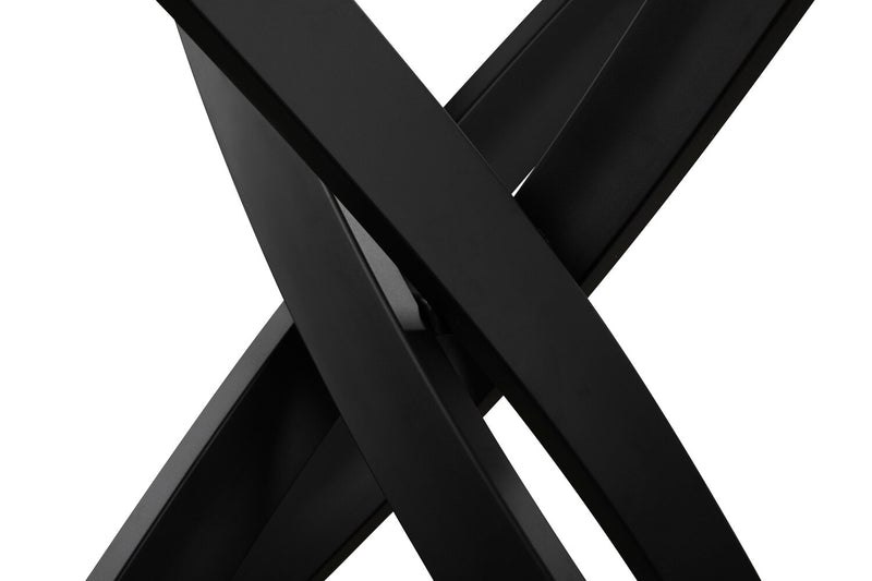 Table de salle à manger ronde Zoe de 47 po (L) avec dessus en verre et base géométrique en métal - noire